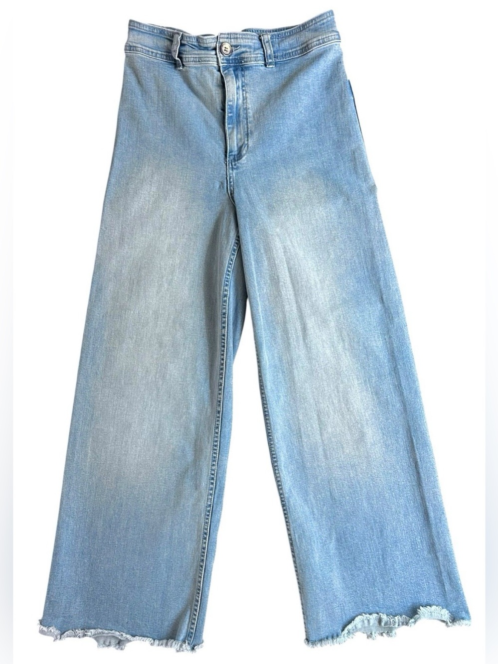 Women's Billabong Free Fall Wide-Leg Jeans in Indigo SIze 28 Raw Hem Stret